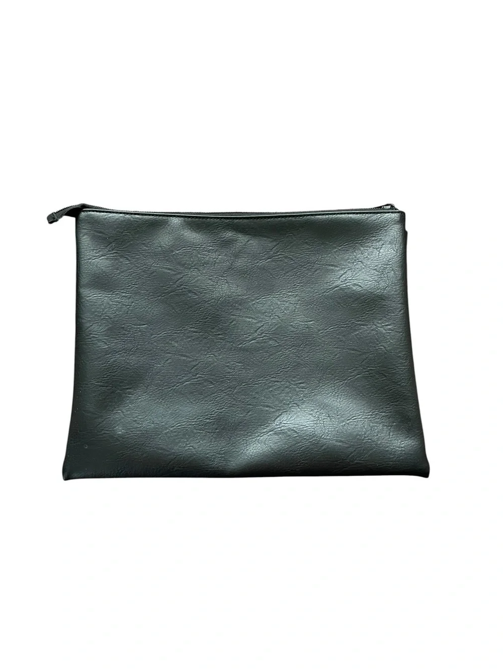 Beis Faux Leather Zip Top Cosmetic Pouch Bag Black 12x9